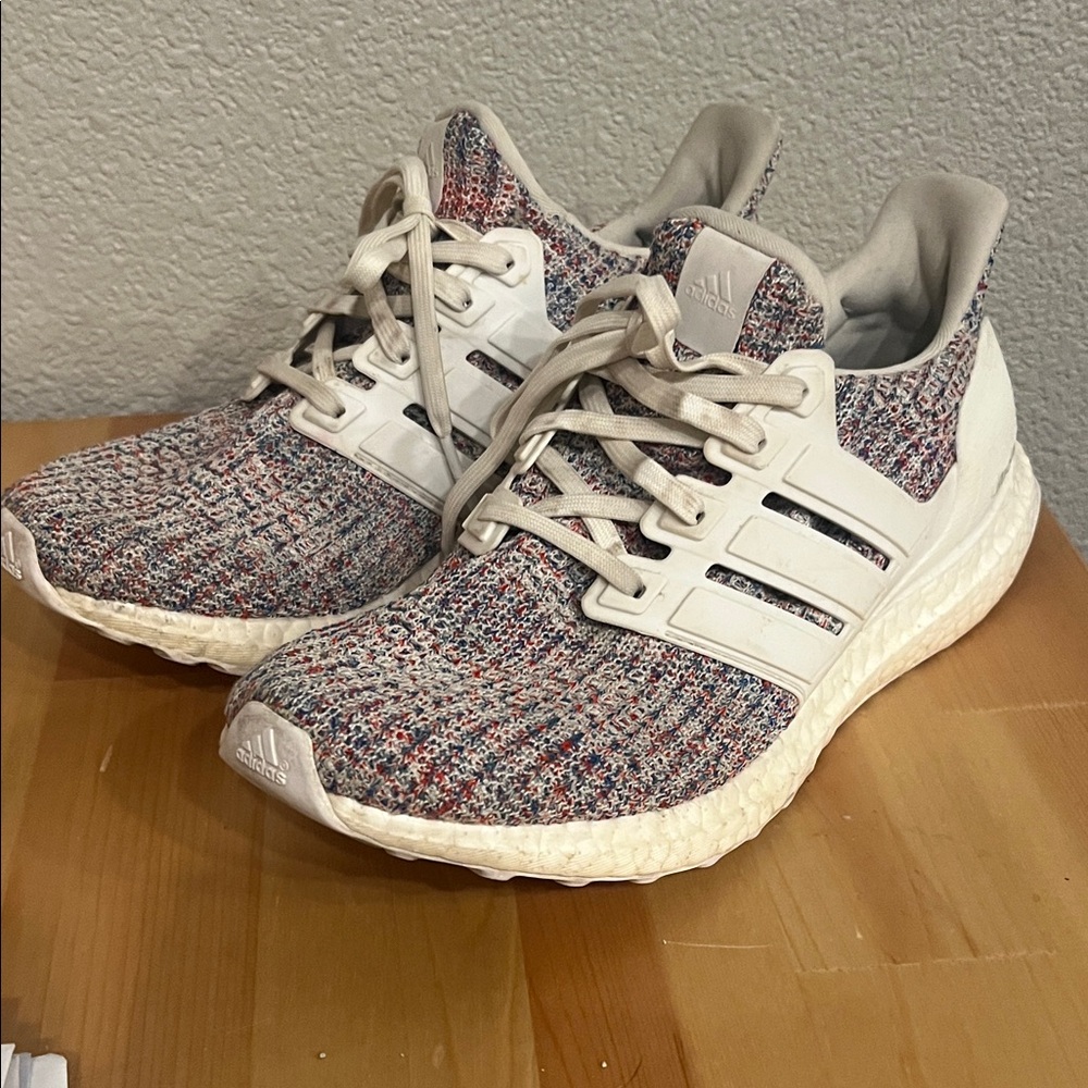 Adidas ultra boost White and Multicolor Knit Running Shoes